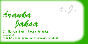 aranka jaksa business card